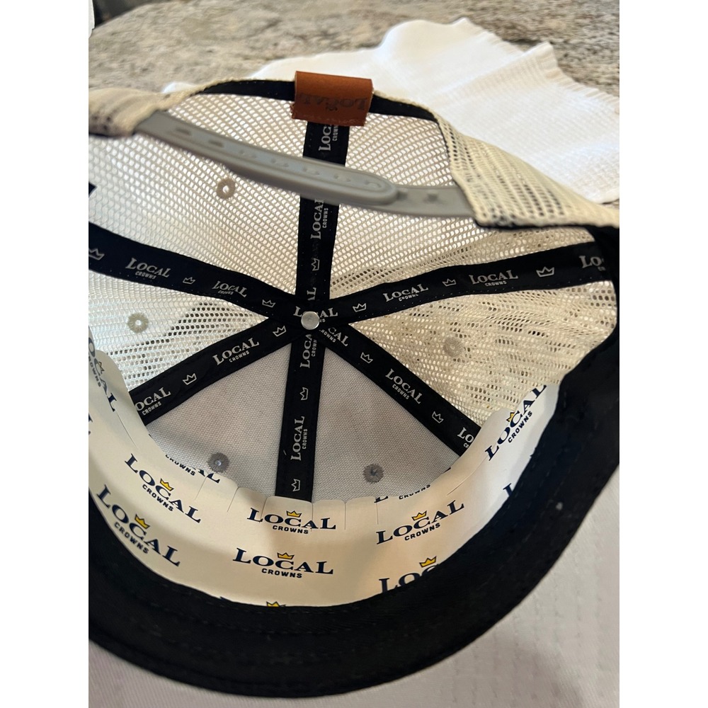 Local Crowns Trucker Hat Mens OSFM Gray USA Leather Patch Mesh Snapback July 4th - Picture 2 of 5